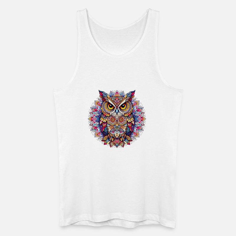 Eule mit Mandalas verziert - Männer Bio Tank Top - Weiß