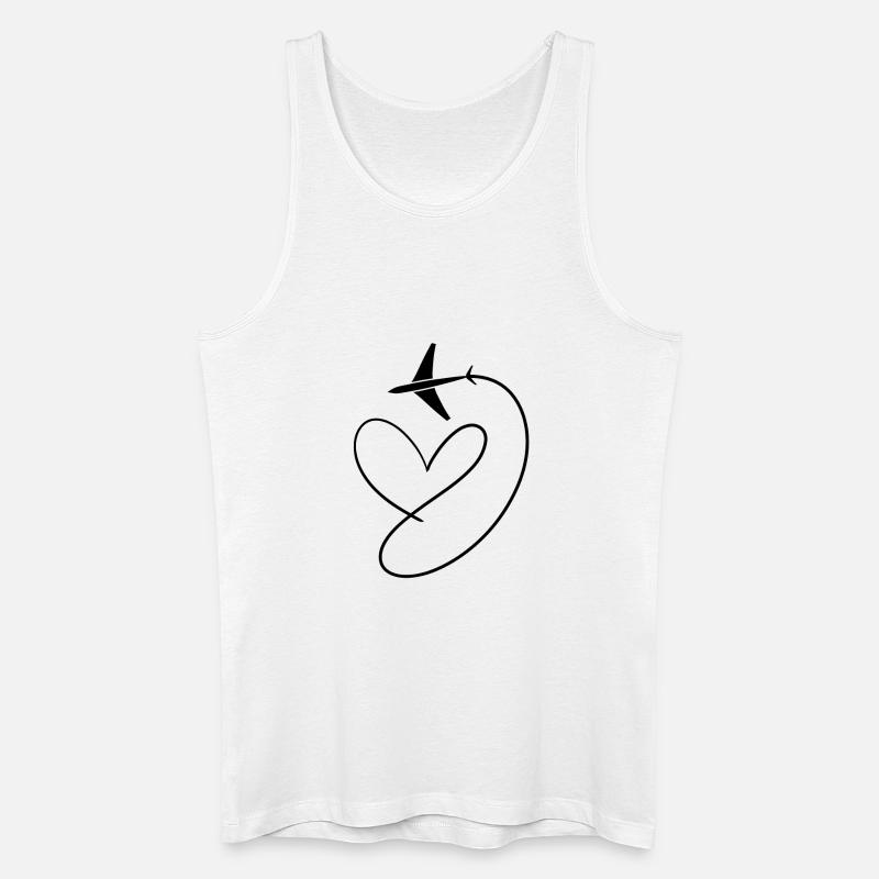 Flugzeug Flieger mit Herz - Männer Bio Tank Top - Weiß