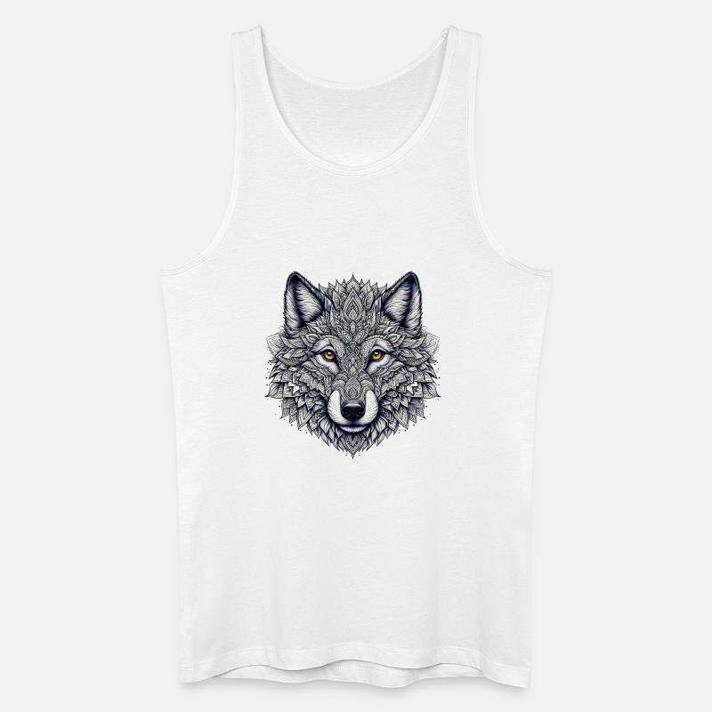 Wolf mit Mandalas verziert - Männer Bio Tank Top - Weiß