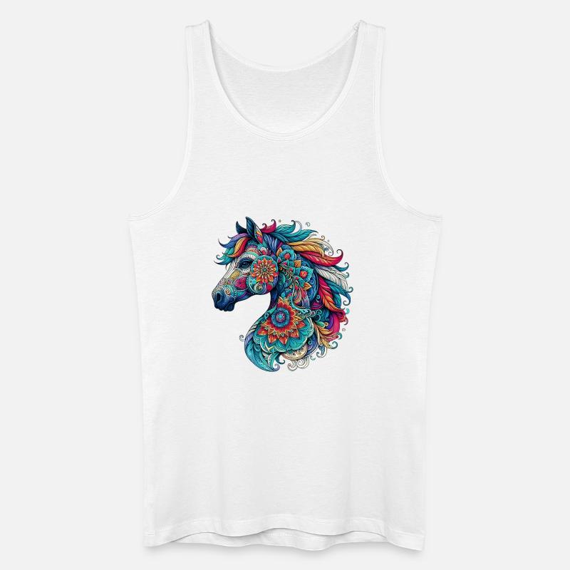 Pferd mit Mandalas verziert - Männer Bio Tank Top - Weiß