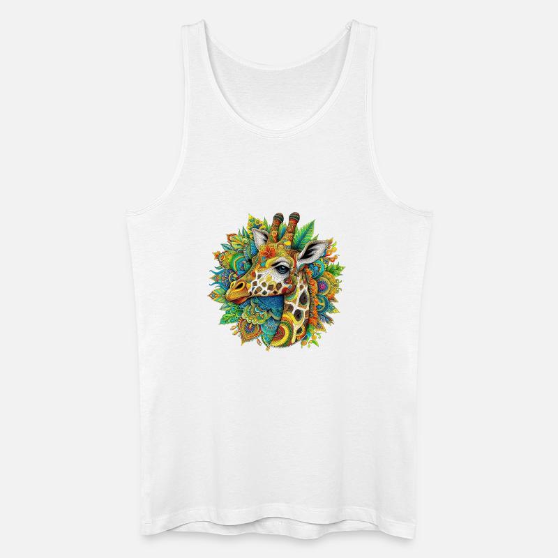 Giraffe mit Mandalas verziert - Männer Bio Tank Top - Weiß