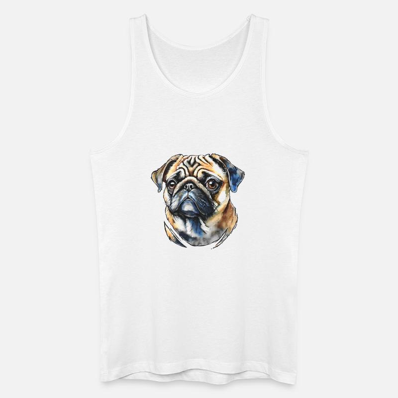 Mops Portrait - Männer Bio Tank Top - Weiß
