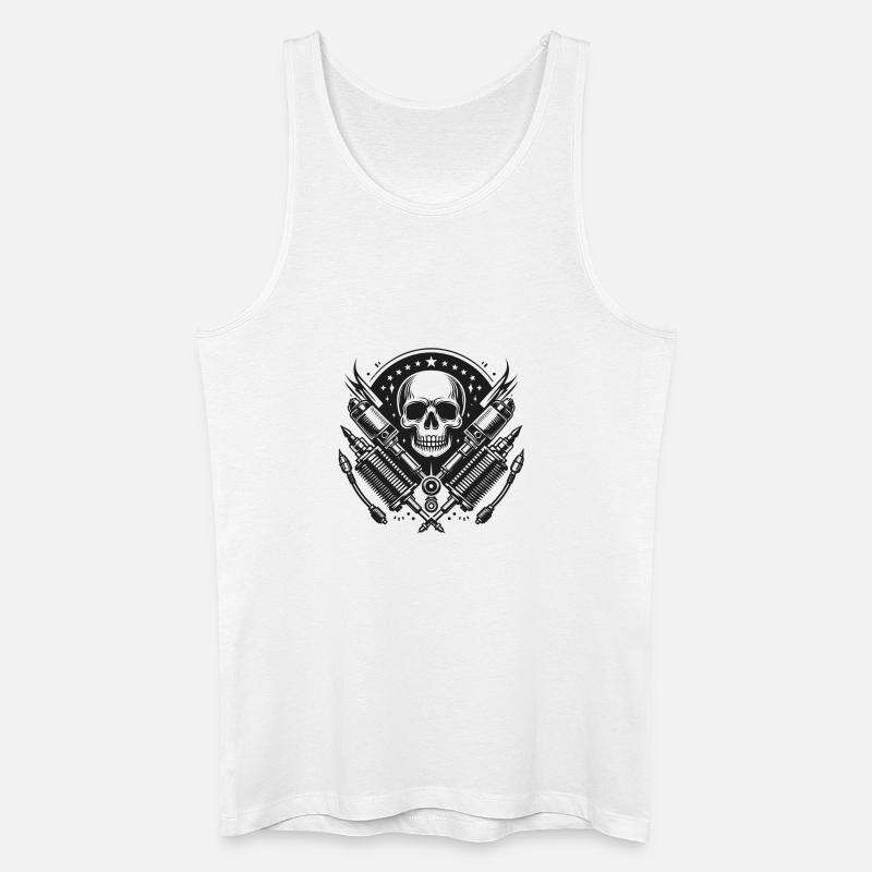 Biker Skull Design 1 - Männer Bio Tank Top - Weiß