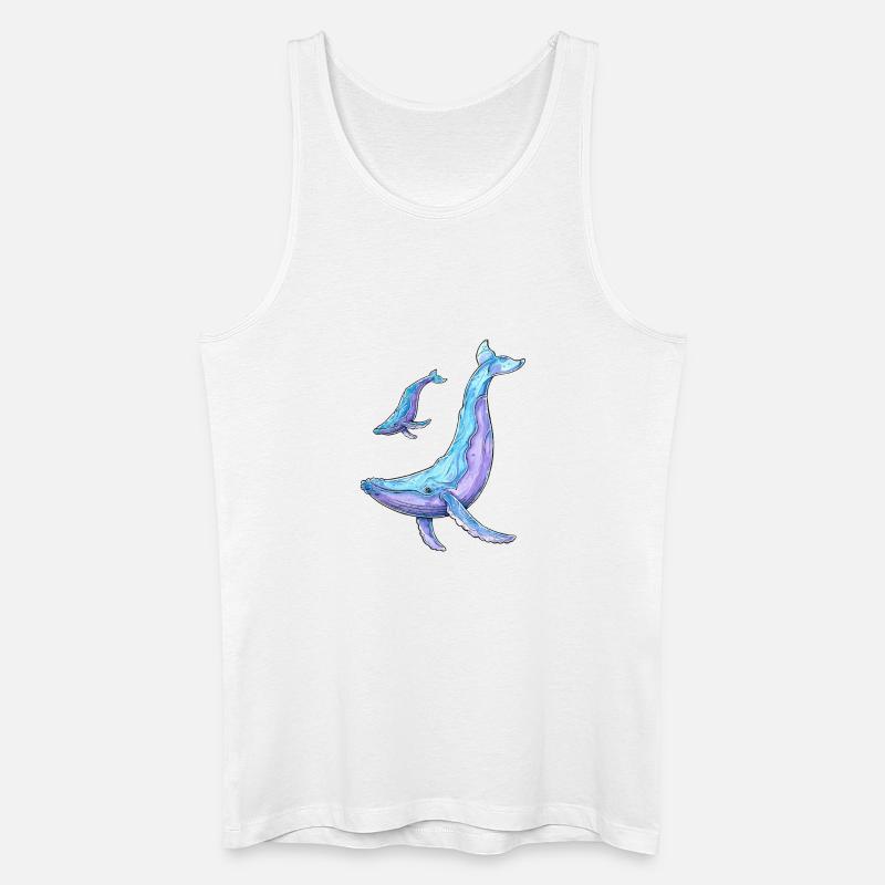 Buckelwal mit Kalb - Männer Bio Tank Top - Weiß