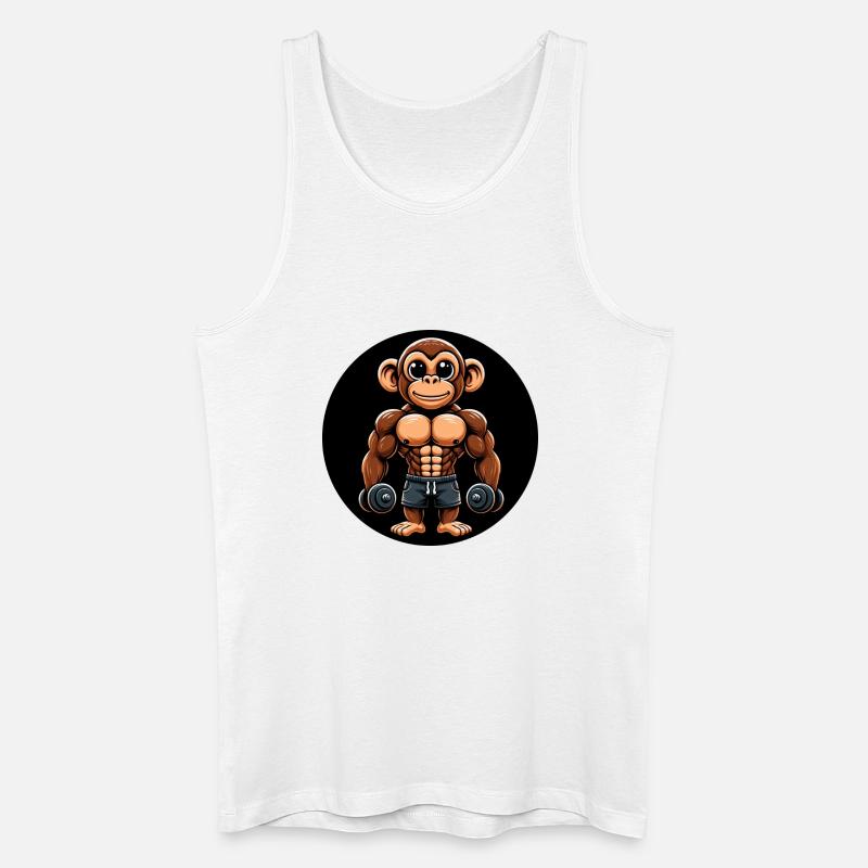 Affe Chimpanse Bodybuilder Training - Männer Bio Tank Top - Weiß