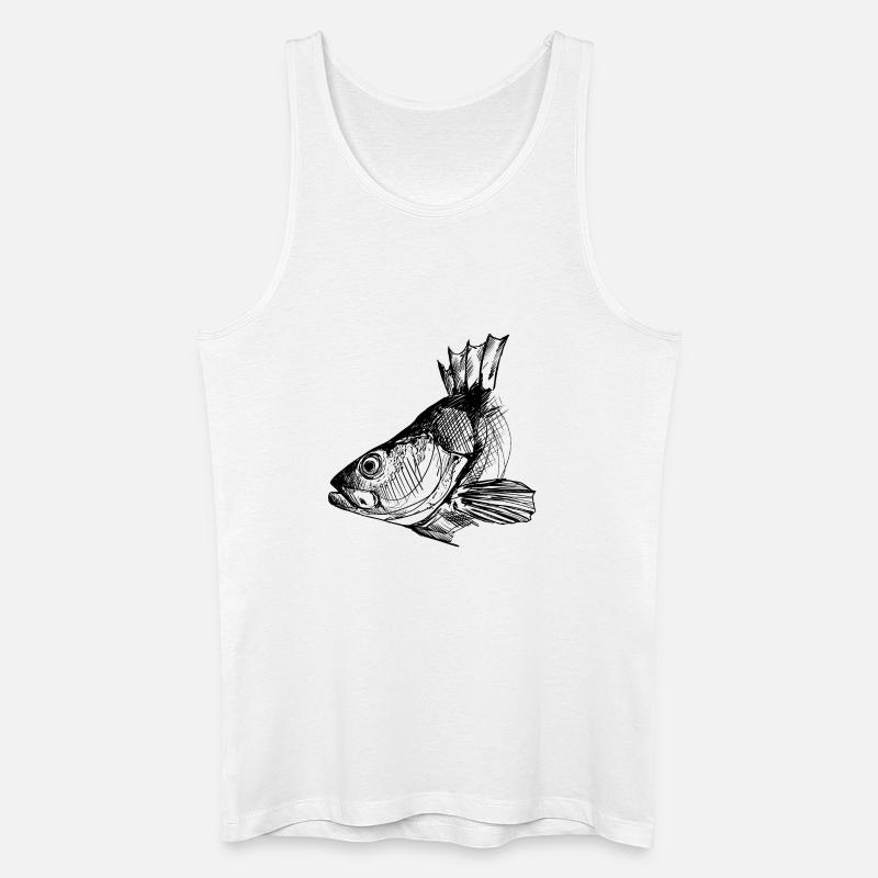Perche - Pêche à la perche - Poisson préféré - Débardeur bio Homme - blanc