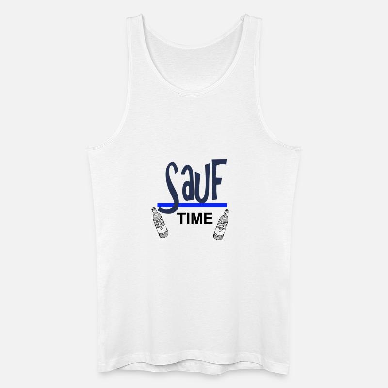 Sauf-Time-Logo mit Blauer Unterstreichung - Männer Bio Tank Top - Weiß