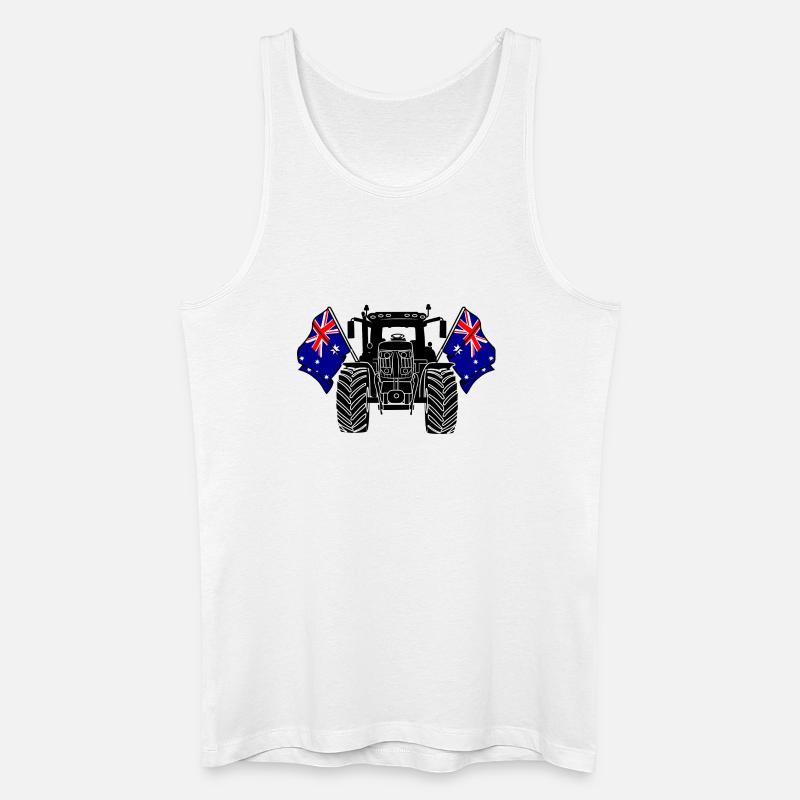 Traktor zwei Flaggen Australien - Männer Bio Tank Top - Weiß