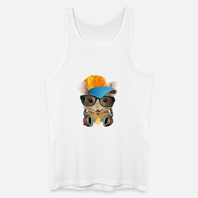 coole Maus mit Basecap,Sonnenbrille und Kopfhörer - Männer Bio Tank Top - Weiß