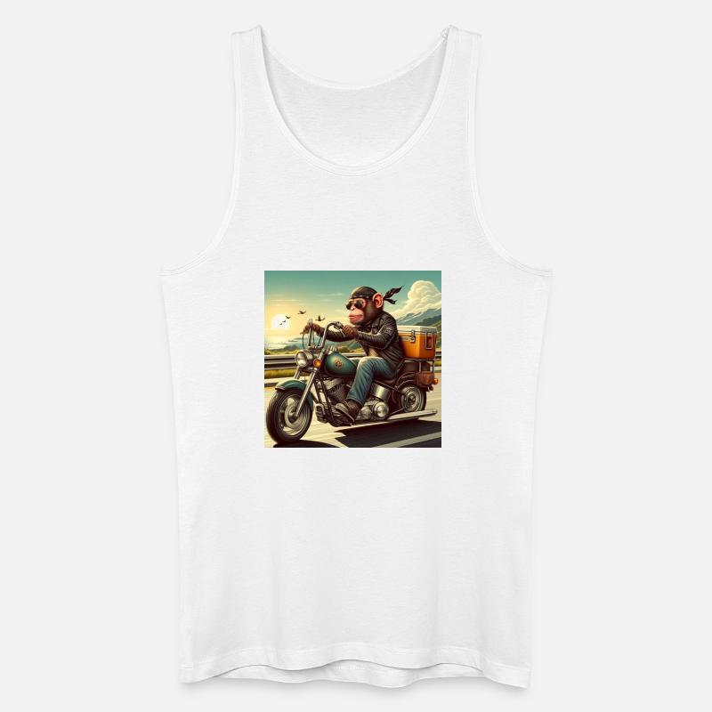 Affe auf Motorrad - Männer Bio Tank Top - Weiß