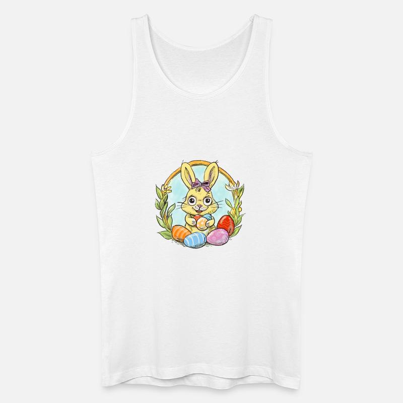 Osterhäschen mit farbigen Eiern - Männer Bio Tank Top - Weiß