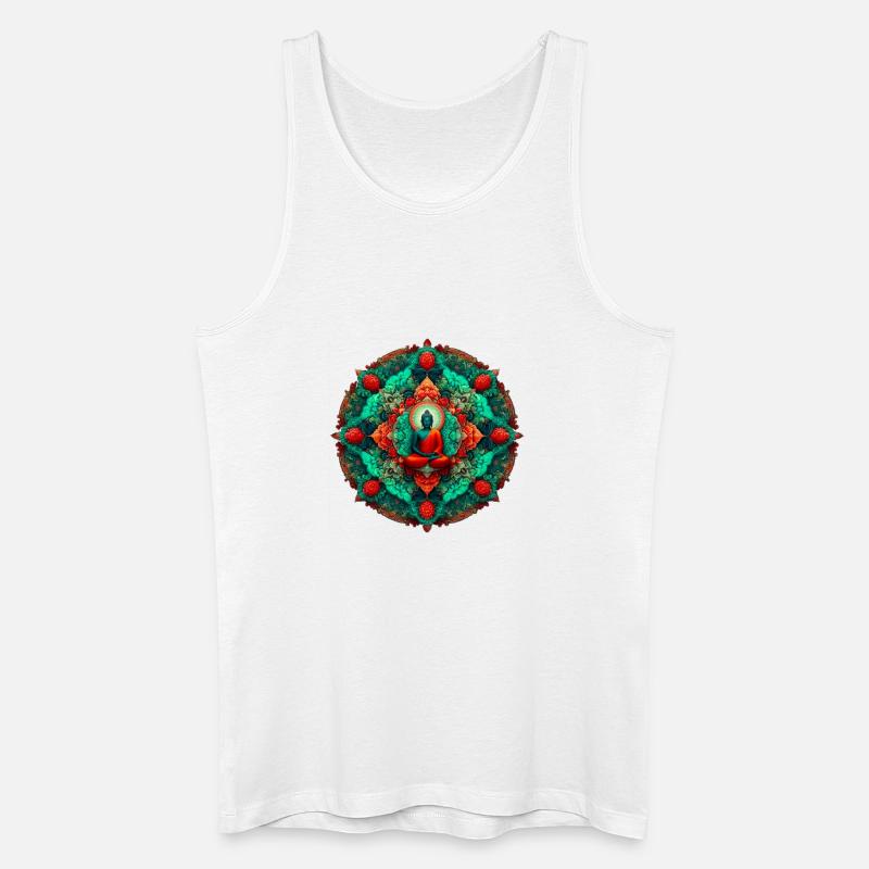 Mandala-Buddha-Türkis - Männer Bio Tank Top - Weiß
