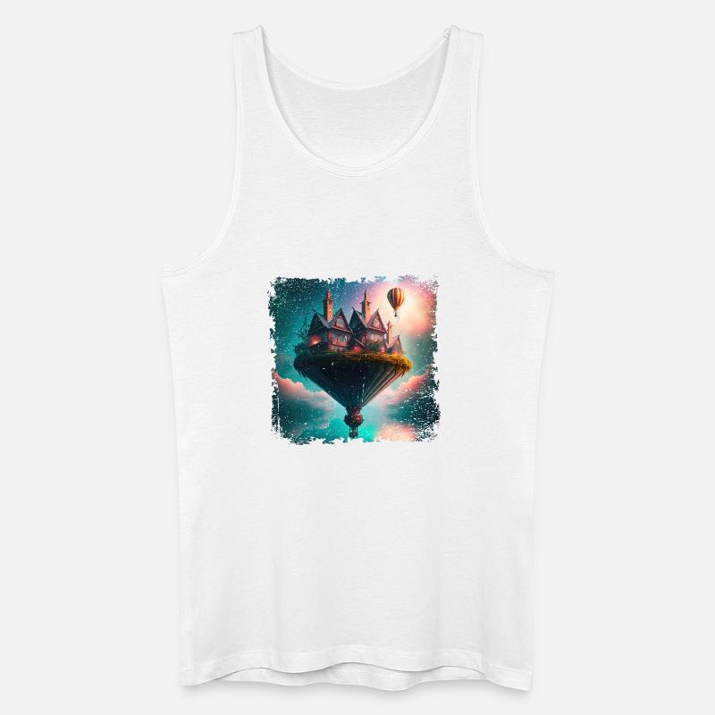 Fantasy schwebendes Dorf - Männer Bio Tank Top - Weiß