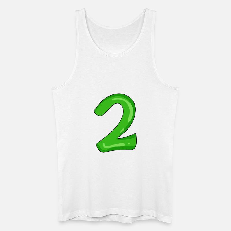 Zwei - 2 - Nummer Zahl - Männer Bio Tank Top - Weiß