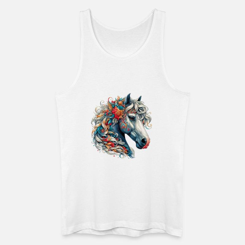 Pferd - Männer Bio Tank Top - Weiß