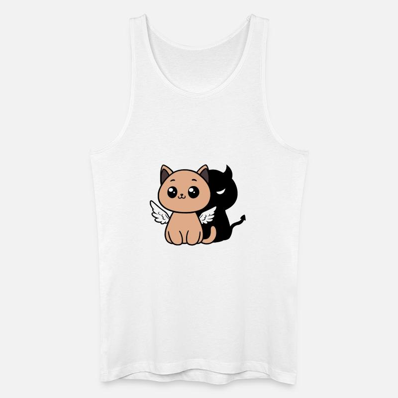 Engelskatze mit Teufelsschatten - Männer Bio Tank Top - Weiß