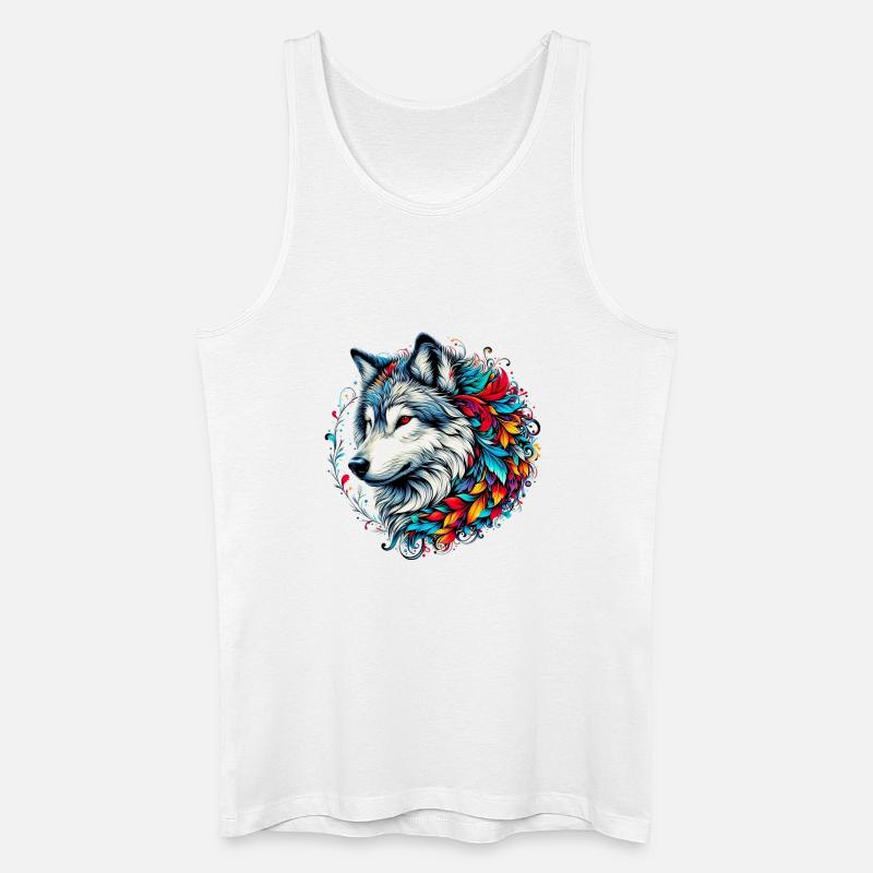Wolf - Männer Bio Tank Top - Weiß