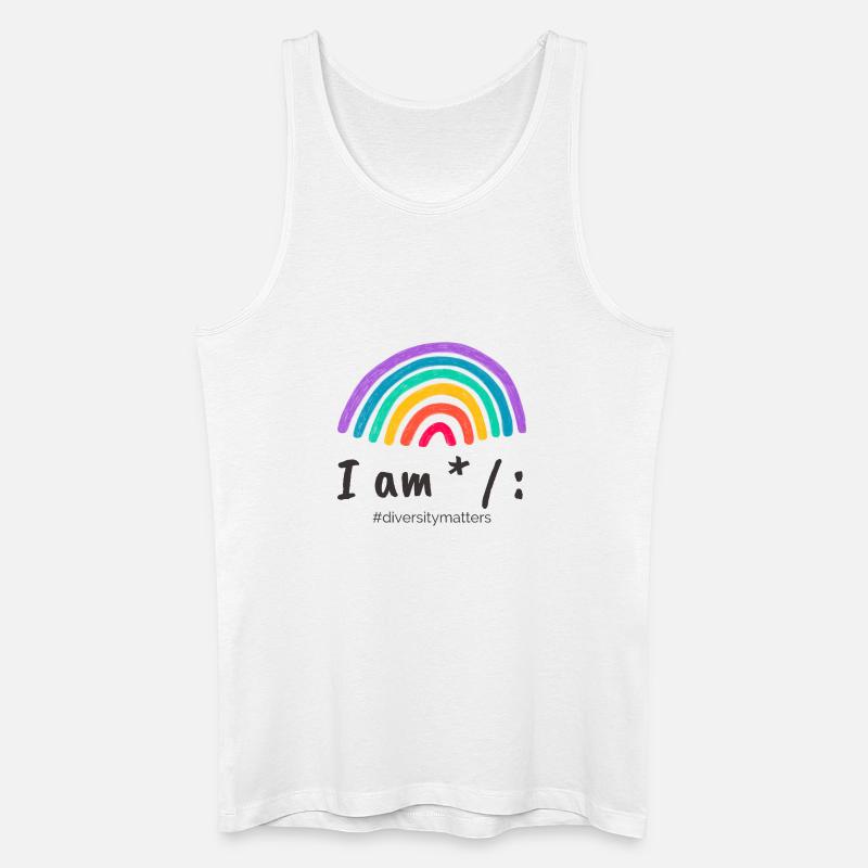 I am * / : #diversitymatters - Männer Bio Tank Top - Weiß