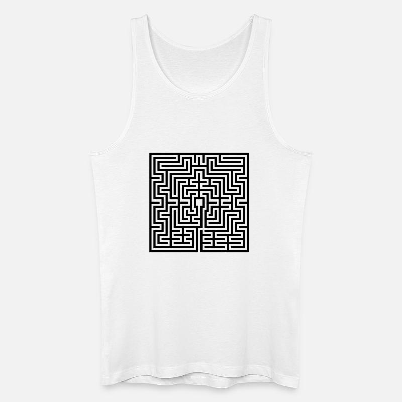 Labyrint - Økologisk tanktop til mænd - hvid