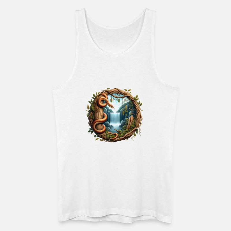 Schlange vor Wasserfall - Männer Bio Tank Top - Weiß