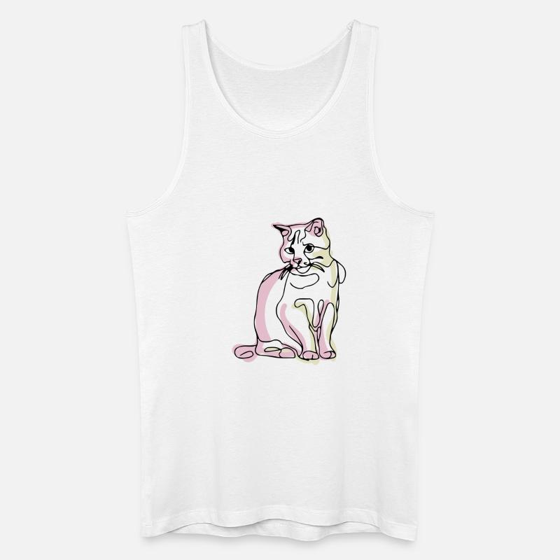 Katze- Ein-Strich-Zeichnung - Männer Bio Tank Top - Weiß