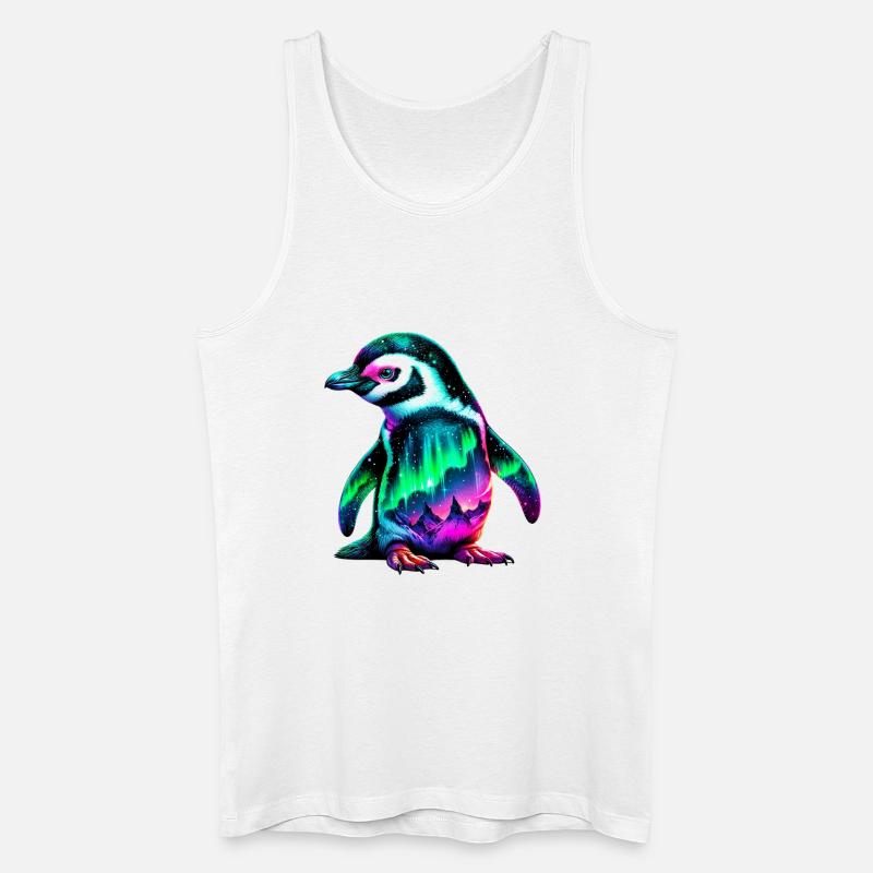 Aurora Borealis Pinguin - Männer Bio Tank Top - Weiß