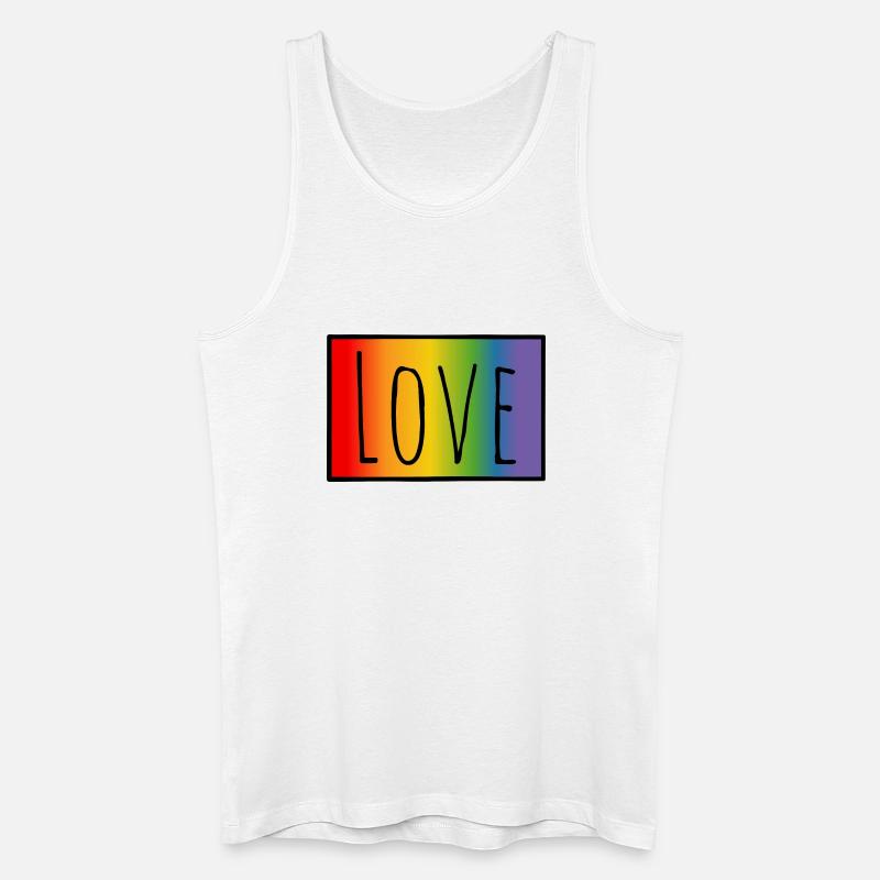 CSD Tshirt Regenbogen Love - Männer Bio Tank Top - Weiß