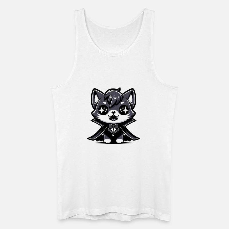 Ein Vampirkätzchen im Cartoon-Stil - Männer Bio Tank Top - Weiß