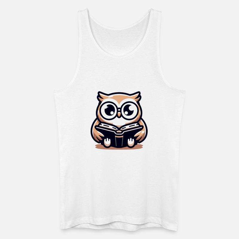 Weiser Eulenleser-Buch-Talisman - Männer Bio Tank Top - Weiß