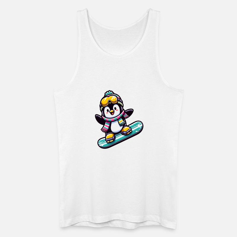 Snowboard Star: Der gleitende Pinguin - Männer Bio Tank Top - Weiß