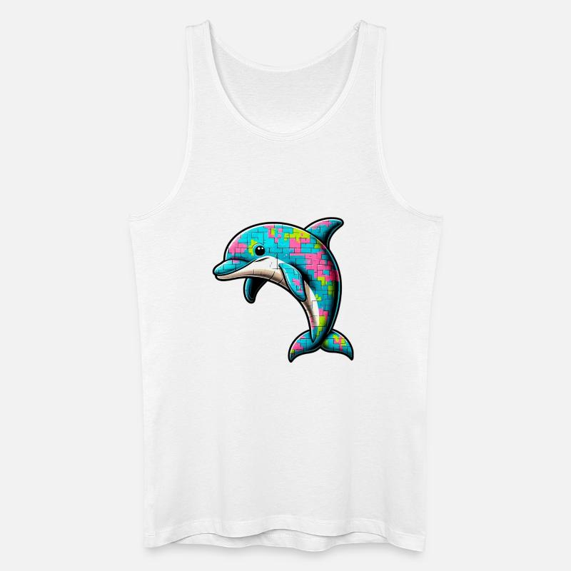 Delfin - Männer Bio Tank Top - Weiß