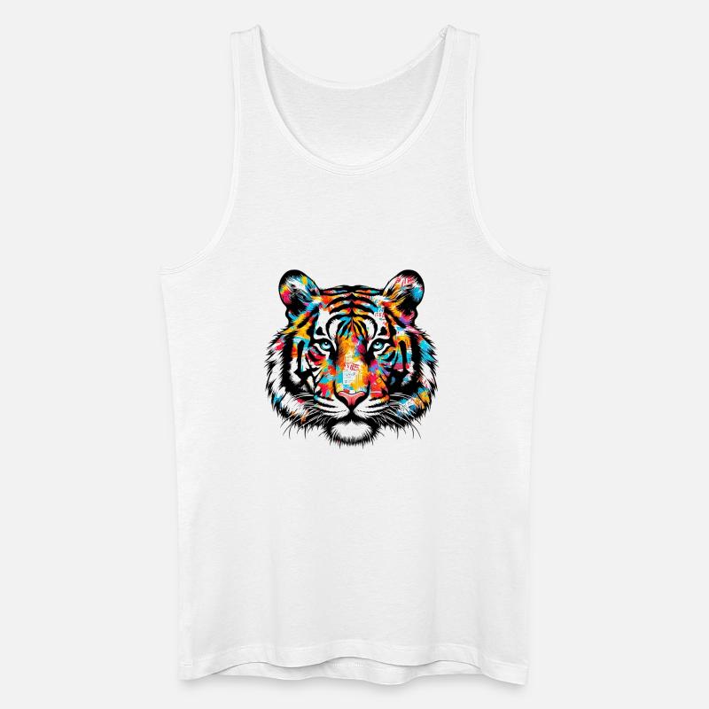 Tiger - Männer Bio Tank Top - Weiß
