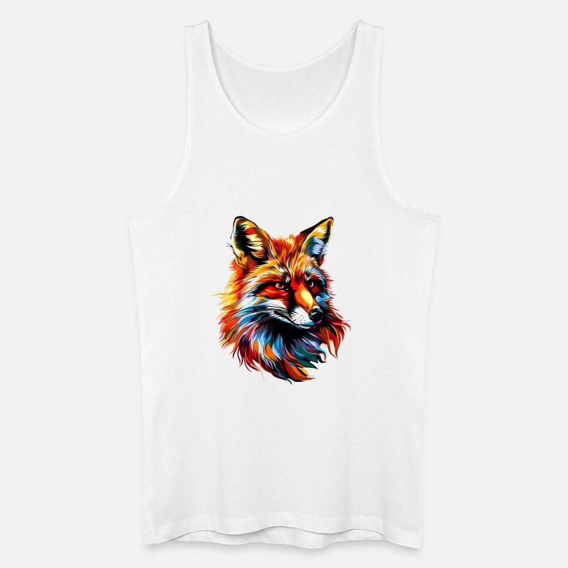 Fox Pop Art Farverige Fox Lover Red Fox Fox Foxes - Økologisk tanktop til mænd - hvid