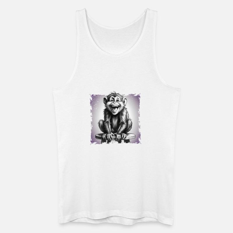 Affe lachend sitzt auf Hocker - Männer Bio Tank Top - Weiß