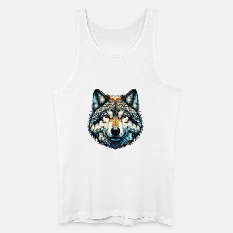 Wolf - Männer Bio Tank Top - Weiß