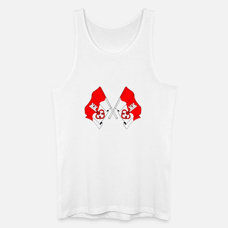 Zwei Flaggen Obwalden Schweiz - Männer Bio Tank Top - Weiß