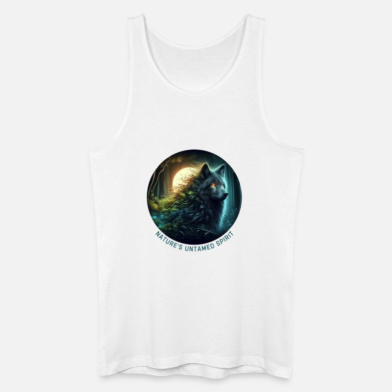 Der Wolf im Nachtwald - Männer Bio Tank Top - Weiß