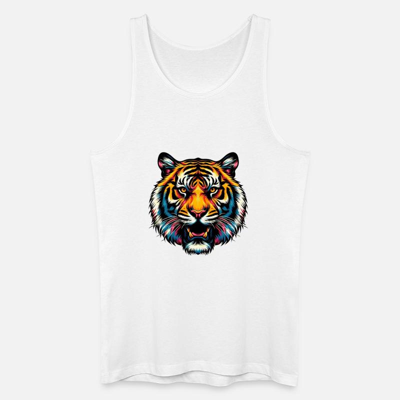 Tiger - Männer Bio Tank Top - Weiß