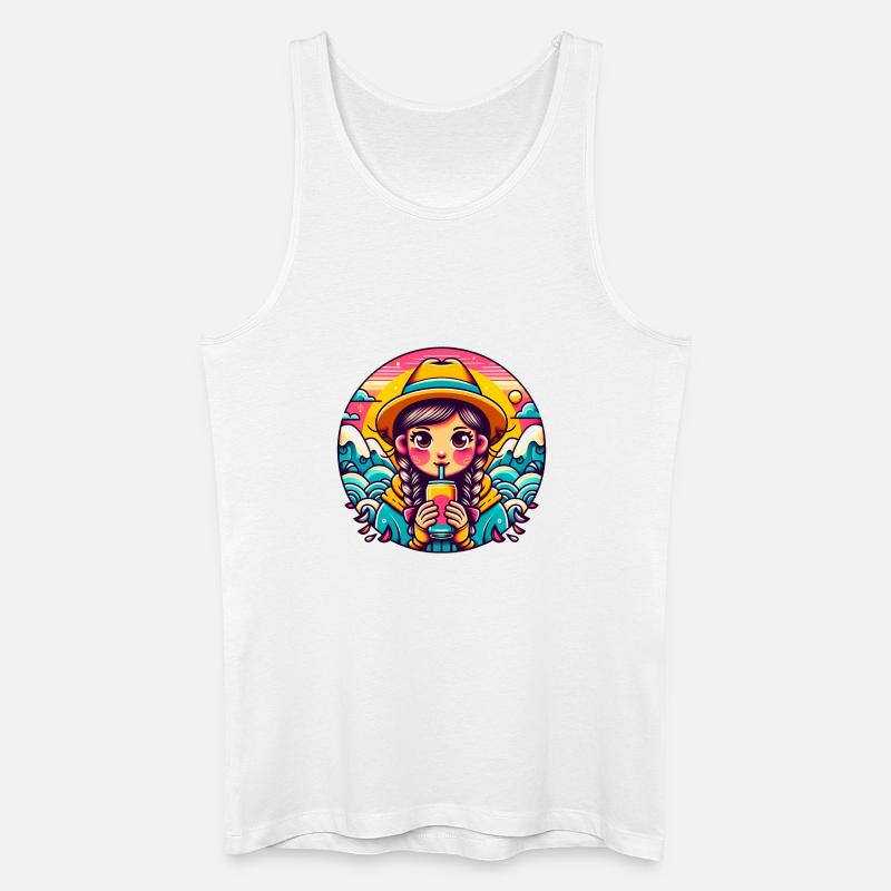 Retro Mädchen Trinken Pop Illustration - Männer Bio Tank Top - Weiß