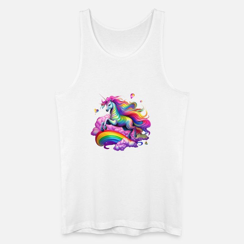 Fee Regenbogen Einhorn - Männer Bio Tank Top - Weiß