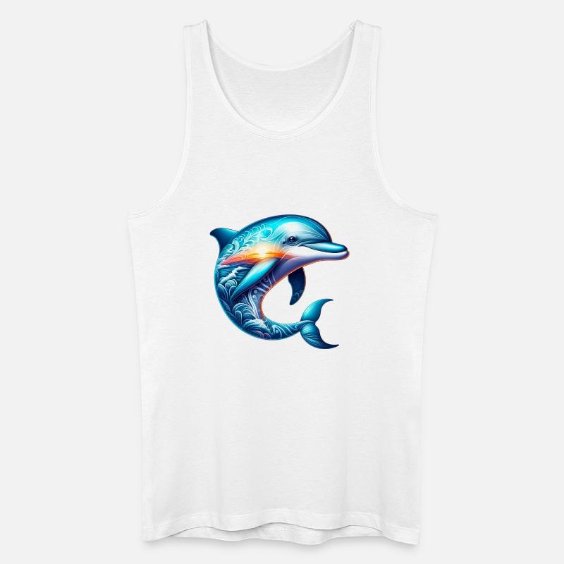 Delfin - Männer Bio Tank Top - Weiß