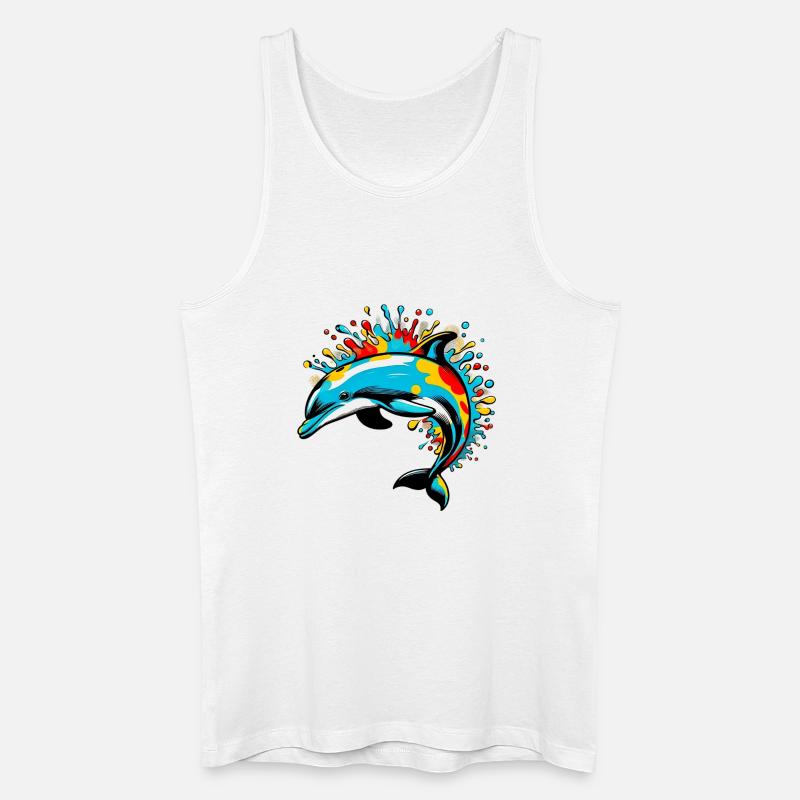 Delfin - Männer Bio Tank Top - Weiß