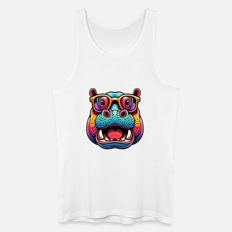 Nilpferd mit Brille - Männer Bio Tank Top - Weiß