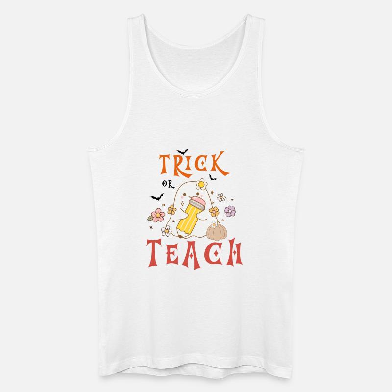 Halloween-Lehrer austricksen oder unterrichten - Männer Bio Tank Top - Weiß