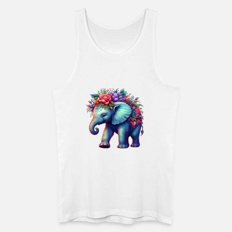 Elefant mit Blumen - Männer Bio Tank Top - Weiß