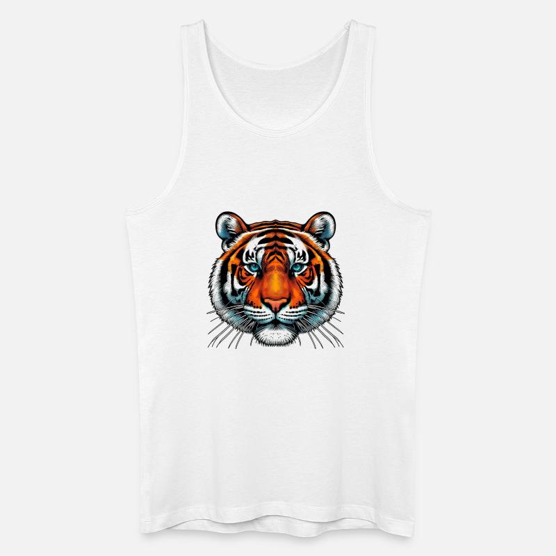Tiger - Männer Bio Tank Top - Weiß
