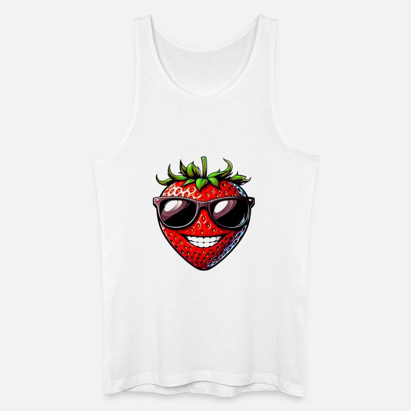 Erdbeere mit Sonnenbrille - Männer Bio Tank Top - Weiß