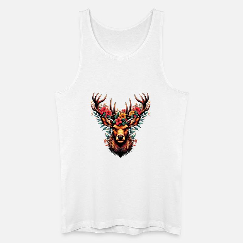 Hirsch mit Blumen - Männer Bio Tank Top - Weiß