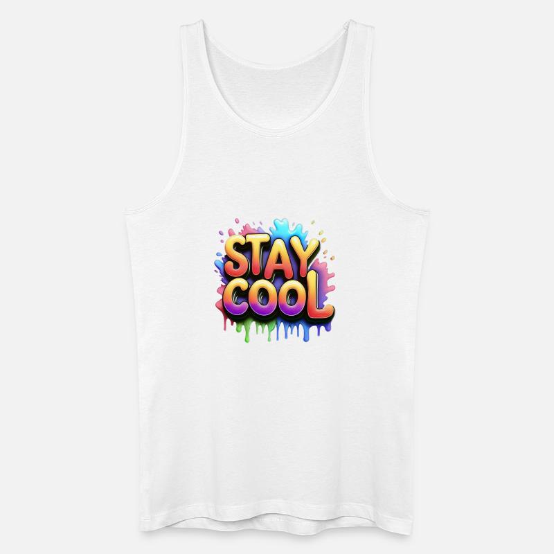 Stay cool text 3d - Männer Bio Tank Top - Weiß