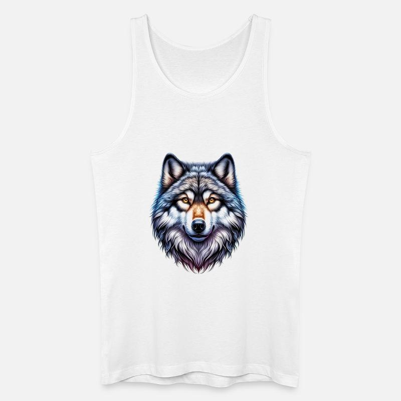 Wolf - Männer Bio Tank Top - Weiß